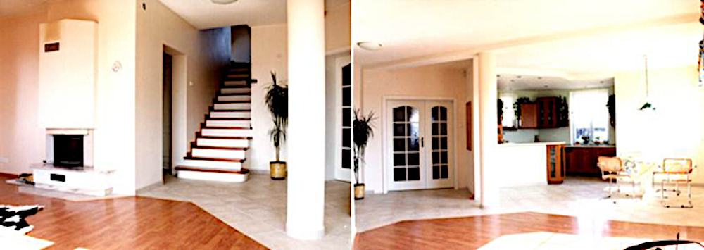 Wolna przestrzeń bez wiszących grzejników z pompą ciepła.